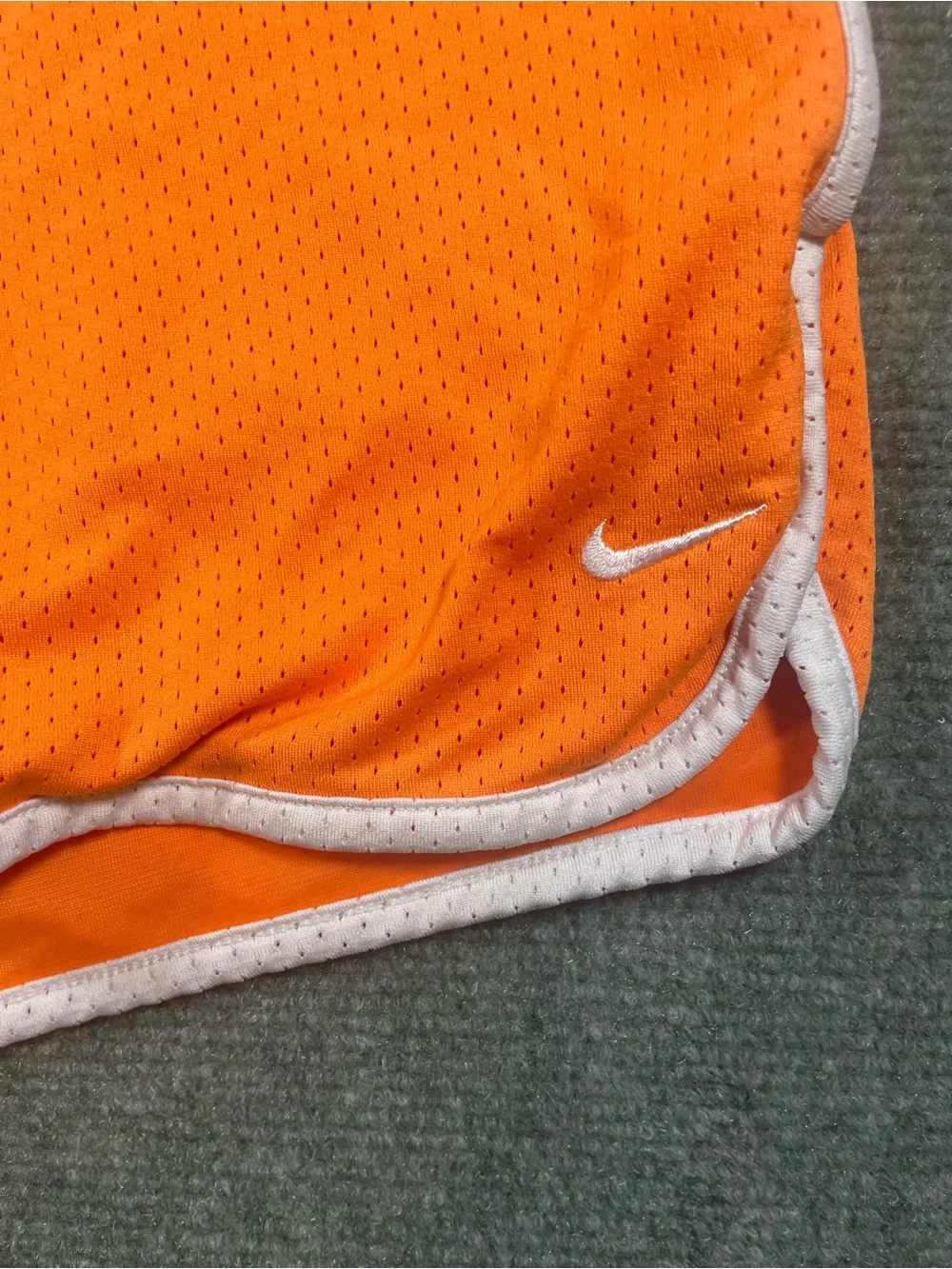 Nike Women's Orange Mesh Athletic Shorts with Pink Drawstring